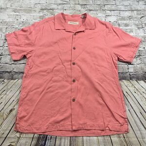 Tommy Bahama‎ Shirt Men's Large Pink Hawaiian Paisley Silk Button Up Vacation